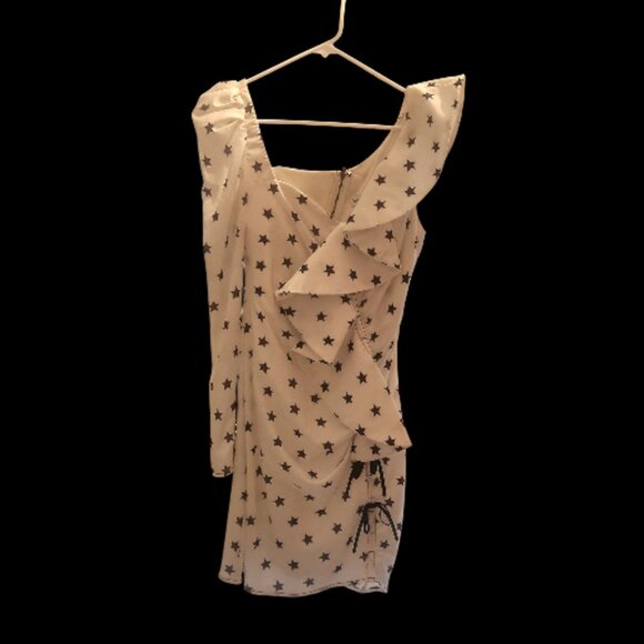 Runway Self Portrait One Shoulder Star Dress White size 6 - Picture 4 of 10